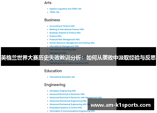 英格兰世界大赛历史失败教训分析:如何从屡败中汲取经验与反思 英格兰世界大赛历史失败教训分析:如何从屡败中汲取经验与反思